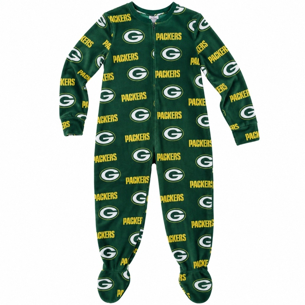 NFL Team Apparel Green Bay Packers Sleepwear Womens Large Green Fleece Footed